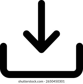 Ícone de download com seta na bandeja