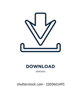 download icon from arrows collection. Thin linear download, arrow, interface outline icon isolated on white background. Line vector download sign, symbol for web and mobile