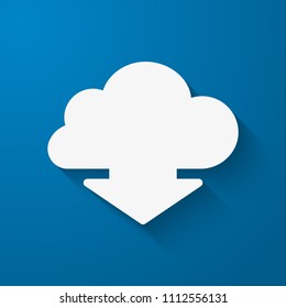 Download icon, arrows icon. Long shadow style. Vector icon