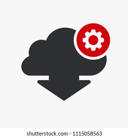 Download icon, arrows icon with settings sign. Download icon and customize, setup, manage, process symbol. Vector illustration
