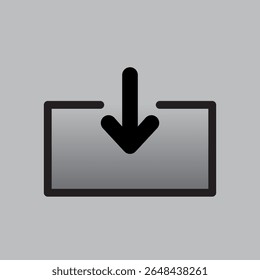 Ícone de download - seta preta para baixo com plataforma em fundo cinza