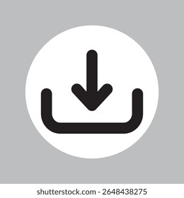 Ícone de download - seta preta para baixo com plataforma em fundo cinza
