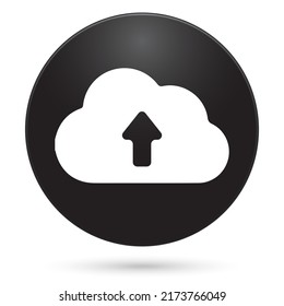 Download icon, black circle button, vector illustration.