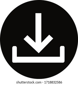 download icon. black & white download vector on white background