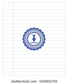 download icon blue ink pen emblem. Vector Illustration. Detailed.