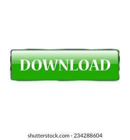 download icon, button, glossy  with shadow on a grey background
