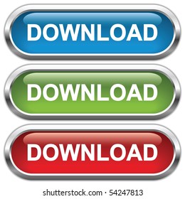 download icon, button, glossy with shadow, vector illustration