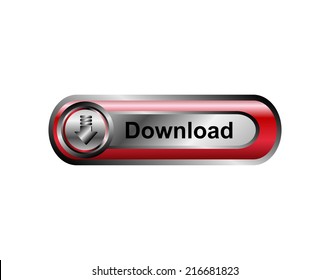 Download icon, button, red