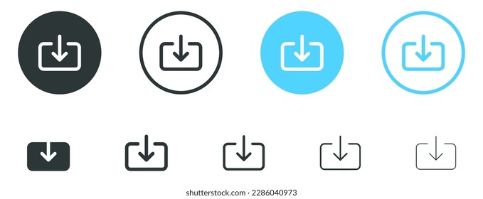 download icon, download button - save file icon, import data storage icon button