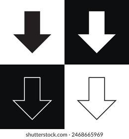 Download icon, download button - save file icon, import data storage icon button, isolated on white and black background. Vector illustration . EPS 10 