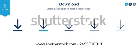 download icon, download button - save file icon, import data storage icon button	
