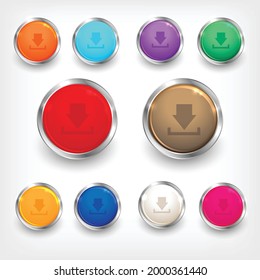 Download Icon Button set. Glossy Button Icon Set. Vector Illustration design vector
