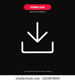 Botón de icono de descarga. Icono de envío. Símbolo de descarga, signo. Símbolo inferior de la flecha abajo. Botón de inserción de icono en la nube para la aplicación móvil del sitio web ui ux