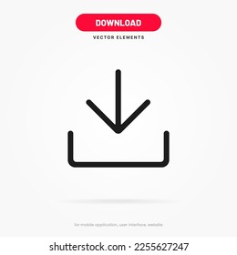 Download icon button. Upload icon. Download symbol, sign. Down arrow bottom side symbol. Save cloud icon push button for ui ux website mobile app