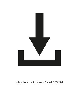 Icono de descarga . Botón de descarga , ilustración vectorial. Flecha negra sobre fondo blanco. 10 pasos