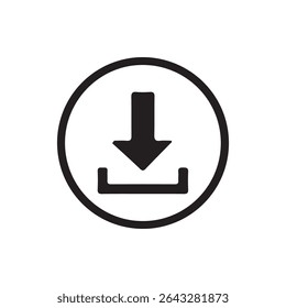 Download Icon in Circle Outline. Vector illustration eps 10