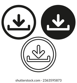 Icono de descarga en conjunto de círculo. Ilustración vectorial. EPS 10.
