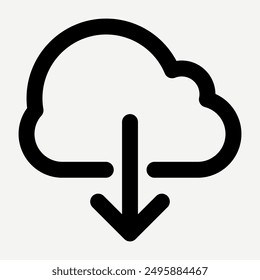 Icono de Descarga, ilustración de computación en la nube adecuada para el elemento de presentación y Botón de Sitio web o aplicación móvil relacionada con servicios en la nube, servidor, seguridad cibernética, transformación digital.