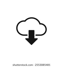 Ícone de download. computação em nuvem. design de vetor simples