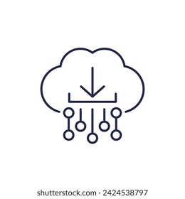 Download icon with a cloud, line vector