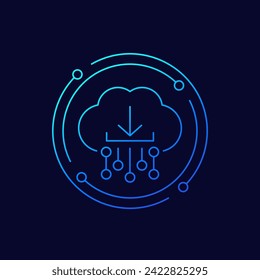 Download icon with a cloud, linear design