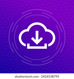 Download icon with a cloud, vector
