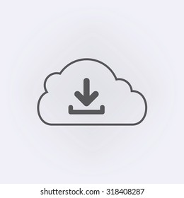 Download icon in cloud . Vector illustration