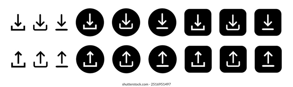 Download icon collection. Arrow downloading icon. Download files icons vector.