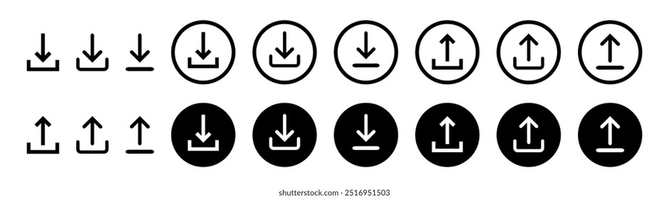 Download icon collection. Arrow downloading icon. Download files icons vector.