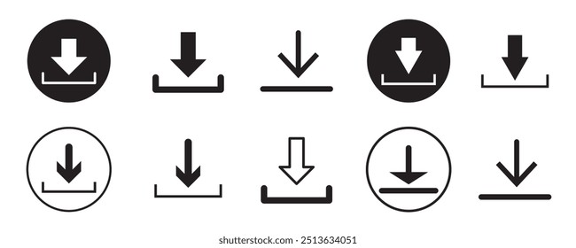colección de ícono de Descarga. Icono de Descarga de software. Ilustración vectorial.