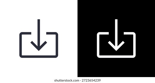 Download Icon Konzept mit flachem schwarz-weißem Hintergrund. Vektorgrafik.