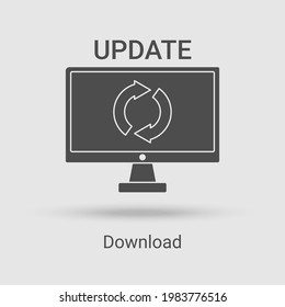 Download icon.The concept of updating the system, downloading programs and applications.Vector illustration of the thin line icon.Black on a white background.Glyph silhouette.