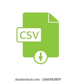 Icono de Descarga Ilustración vectorial CSV sobre fondo blanco. Icono de CSV de señalización de Descarga