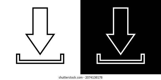 Download Icon. Design vector sign symbol. Flat design style. Vector icon on white and black background