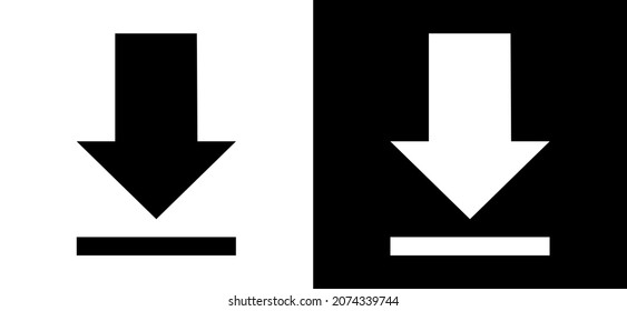 Icono de descarga. Símbolo de signo vector de diseño. Diseño plano. Icono del vector sobre fondo blanco y negro