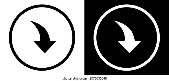 Download Icon. Design vector sign symbol. Flat design style. Vector icon on white black background