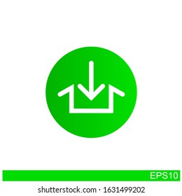 download icon with a down arrow inside the green circle. vector illustration