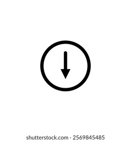 download icon, down arrow sign, simple flat style, illustration, logo sign symbol pictogram template, for ui or ux isolated on white for mobile app, editable