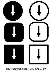 download icon, down arrow sign, simple flat style, illustration, logo sign symbol pictogram template, for ui or ux isolated on white for mobile app, editable