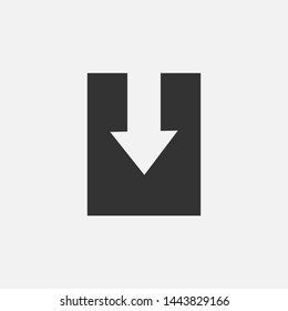 Download Icon. Down Arrow,Take Data or Get  File As A Simple Vector Sign & Trendy Symbol in Glyph Style for Design and Websites, Presentation or Mobile Application.
