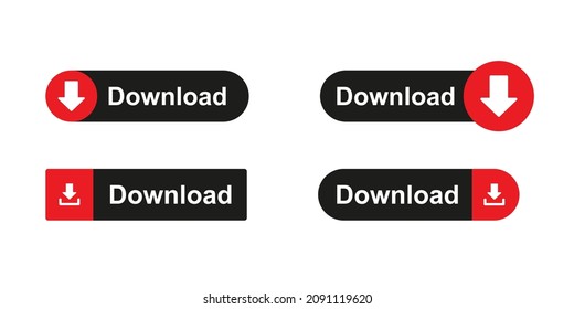 Icono de descarga. Juego de vectores de botón de descarga. El signo de carga descendente en círculo aislado en fondo blanco. Pulse el botón para descargar.  