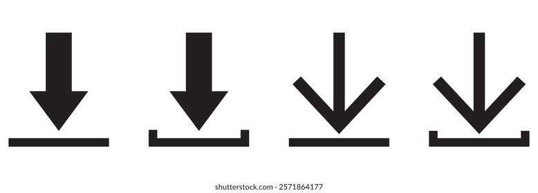 Download icon. Downloading sign. Download button. Arrow downloading icon. Download files icon. Vector illustration. 