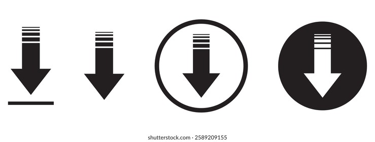 Download icon. Downloading sign. Download button. Arrow downloading icon. Download files icon. Vector illustration.