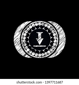 download icon drawn chalk emblem, retro style, chalk or chalkboard texture