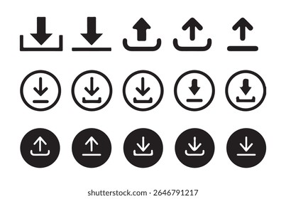 Ícone Download. Baixar arquivos de ícone, conjunto de vetores . Ícone de download de software . Ícone da Web set.download button. Ilustração vetorial eps 10