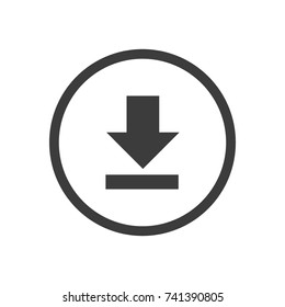 Download icon. Flat black vector illustration on white background.