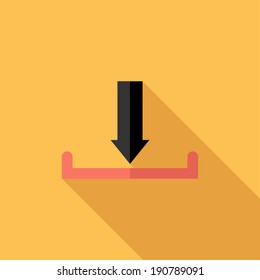 Download icon. Flat design style modern vector illustration. Isolated on stylish color background. Flat long shadow icon. Elements in flat design.