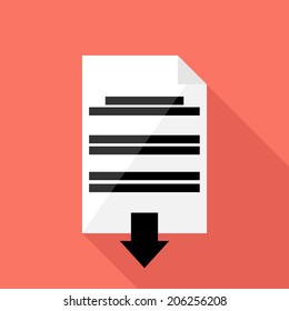 Download icon. Flat design style modern vector illustration. Isolated on stylish color background. Flat long shadow icon. Elements in flat design.