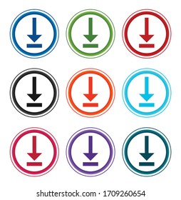 Download icon flat round buttons set illustration design isolated on white background