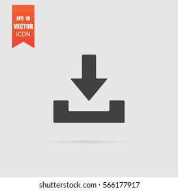 Download icon in flat style isolated on grey background. For your design, logo. Vector illustration.